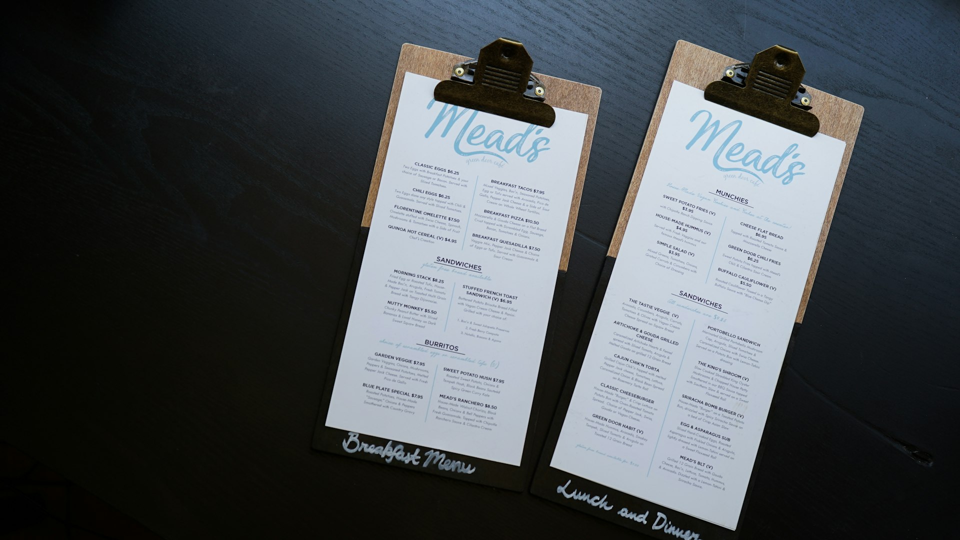 Custom size menu on clipboard by Petes Printing UK