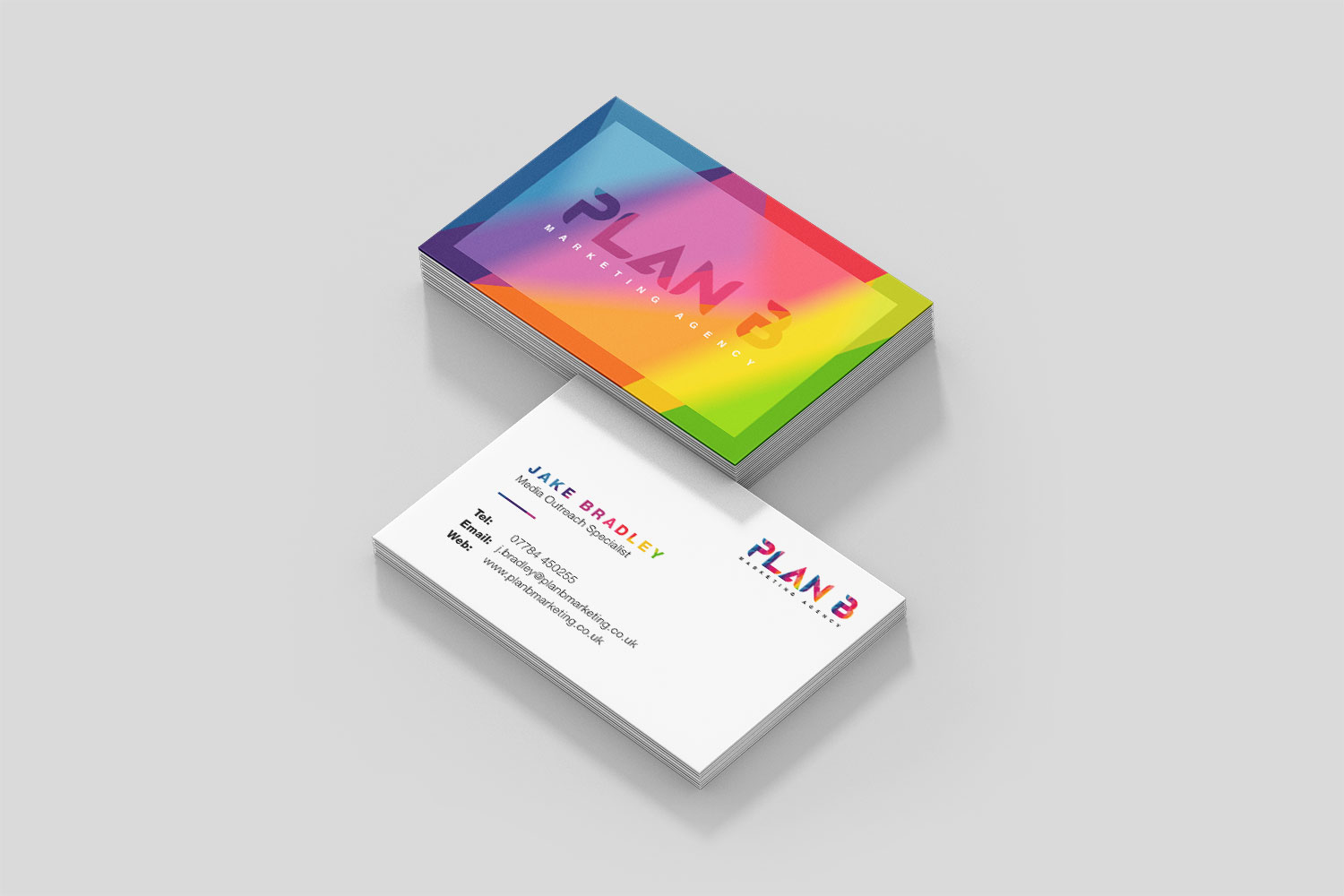 Stack of custom business cards by Petes Printing UK.