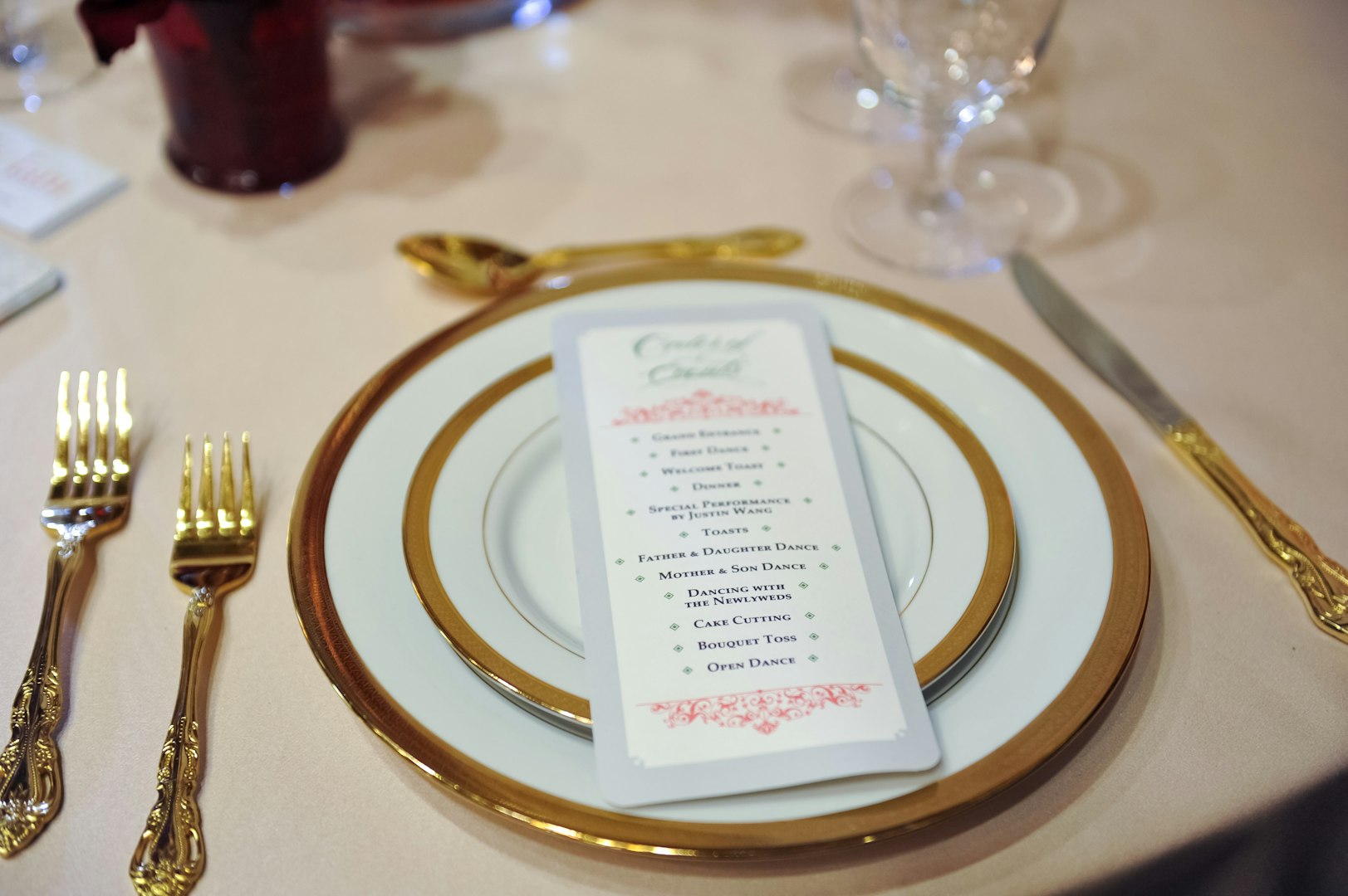 DL rounded edge menu on dinner plate by Petes Printing UK