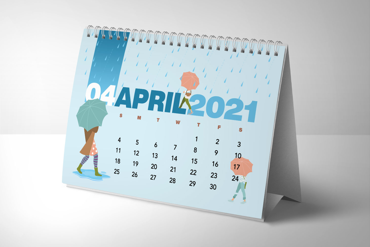 Long edge wire-bound desk calendar by Petes Printing UK