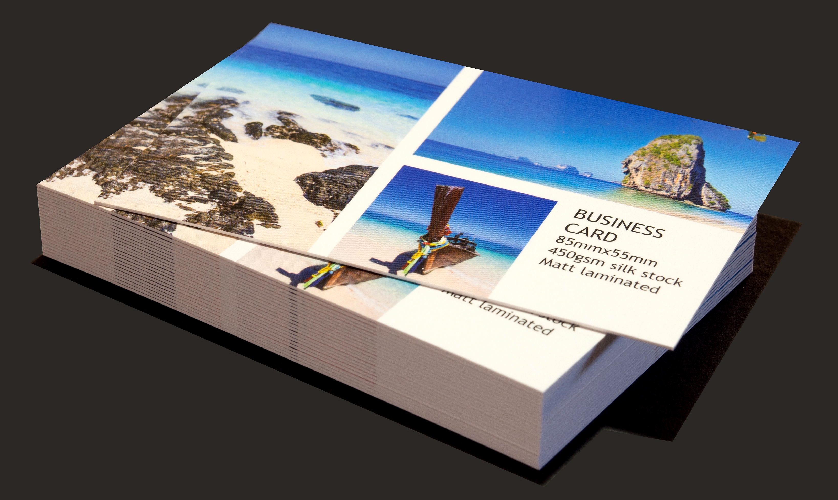 Stack of custom business cards by Petes Printing UK.